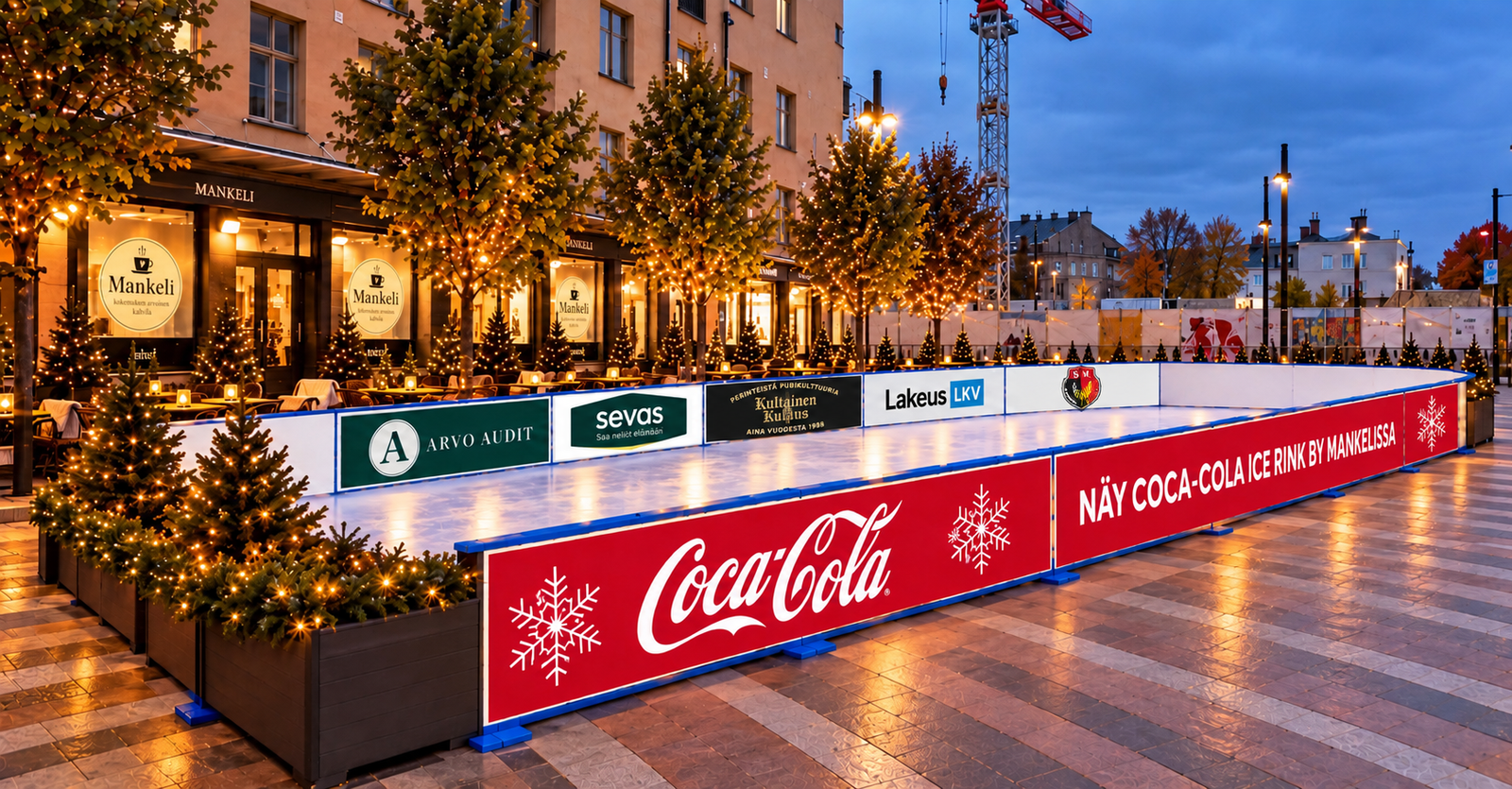 Kentänlaitamainos 150 × 100 cm – Coca-Cola Ice Rink by Mankeli